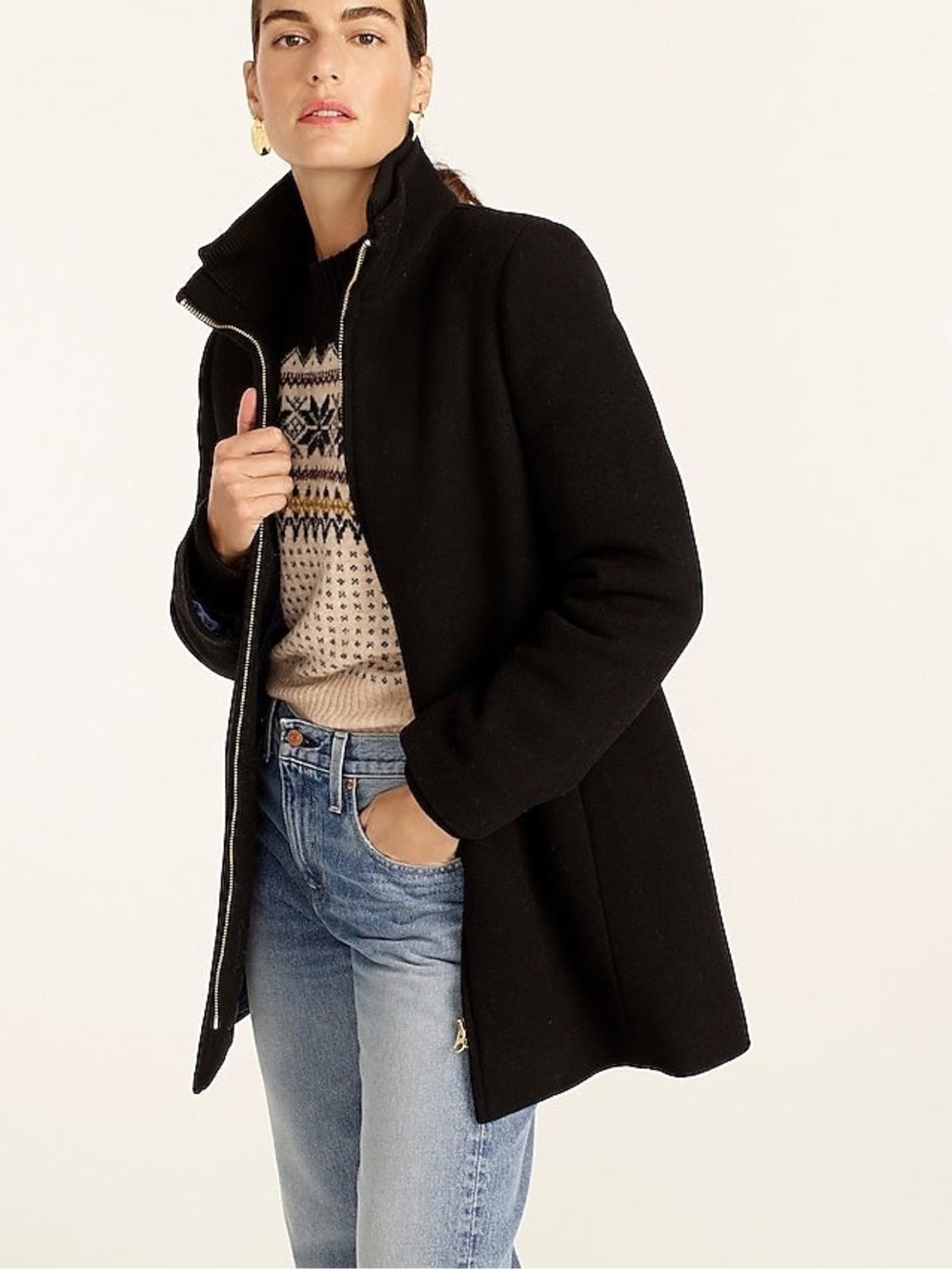 J Crew + Lodge Coat in Stadium Cloth Wool